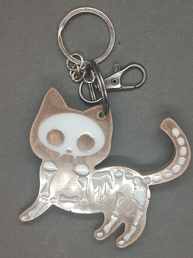 chat squelette porte clé